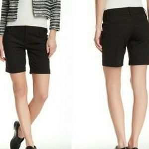 Alice & Olivia Black Cuffed Bermuda Shorts